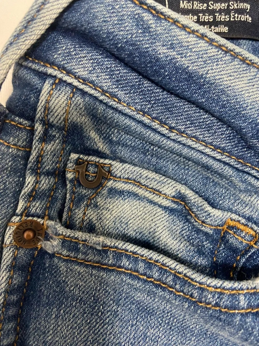 True Religion Distressed Skinny Jeans in Medium Blue - Picture 9 of 10